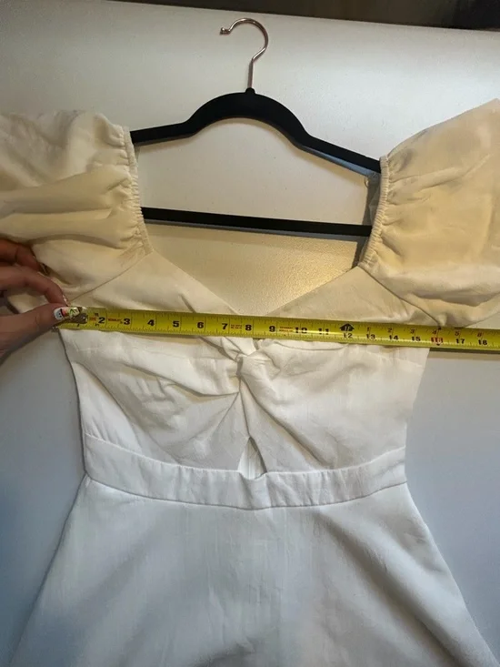Trixxi White Mini Dress Puff Sleeve Fit Flare Cottagecore Summer Size Small New - Picture 11 of 13